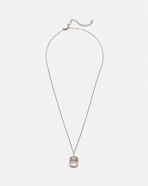 Mateo Halskette Initial Aus 14Kt Gelbgold Mit Diamanten Und Quarz - Weiß