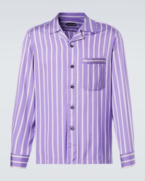 Tom Ford Striped Silk Jacquard Shirt - Purple