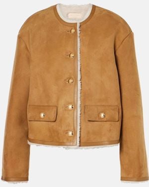 Nili Lotan Zanie Shearling-Lined Suede Jacket - Brown