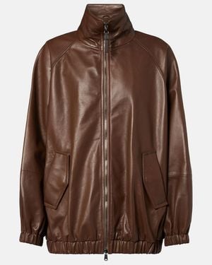 Brunello Cucinelli Monili Leather Jacket - Brown