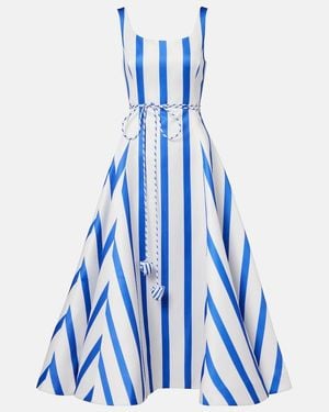 LEO LIN Serafina Striped Satin Maxi Dress - Blue