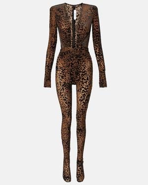 Alex Perry Leopard-Print Catsuit - Brown