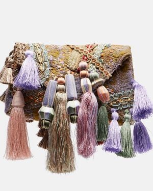 Dries Van Noten Embellished Jacquard Clutch - Multicolour