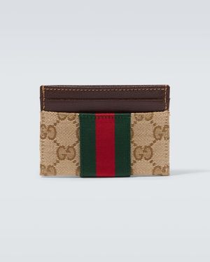 Gucci Kartenetui Gg Web Stripe Aus Canvas - Weiß