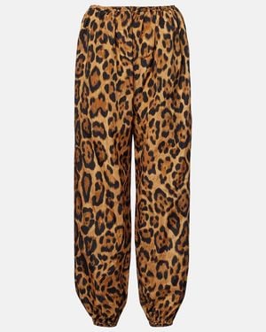 Alaïa Leopard-Print Tapered Pants - Brown