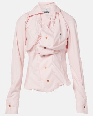 Vivienne Westwood Orb Gathered Asymmetric Cotton Shirt - Pink
