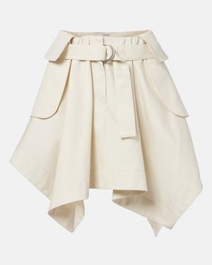 Loewe Cotton And Silk Gabardine Miniskirt - Natural
