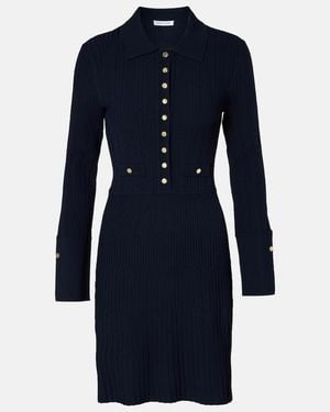 Veronica Beard Lauper Ribbed-Knit Minidress - Blue