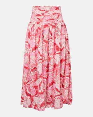 Poupette Carla Pleated Printed Midi Skirt - Pink