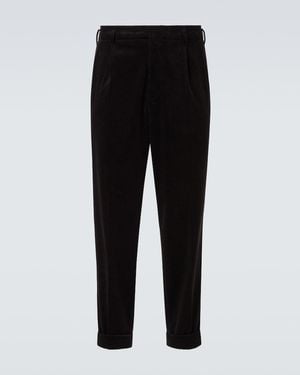 Brunello Cucinelli Cotton-Blend Corduroy Straight Trousers - Black