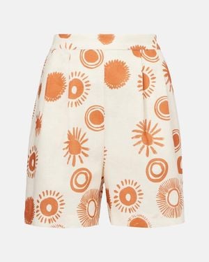 Asceno Dallas Printed Linen And Cotton Shorts - Pink