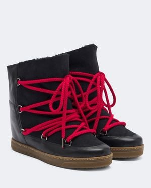 Isabel Marant Botas De Nieve Nowles De Piel Y Ante - Rojo