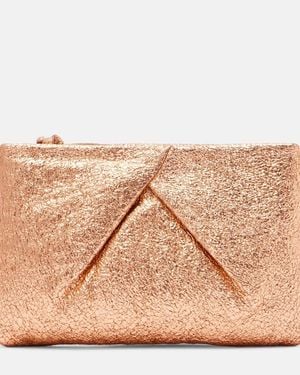 Dries Van Noten Metallic Leather Clutch - Natural