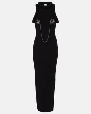 Jean Paul Gaultier Elegant Long Dress With 3D Chest Detail And Structured Horizontal Wiring - Black