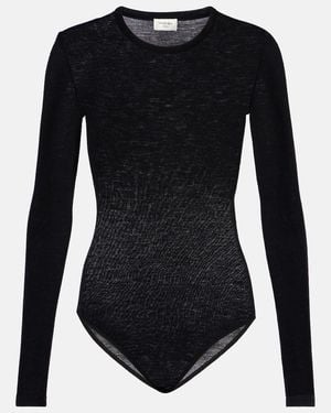Saint Laurent Body De Jersey De Lana Virgen - Negro
