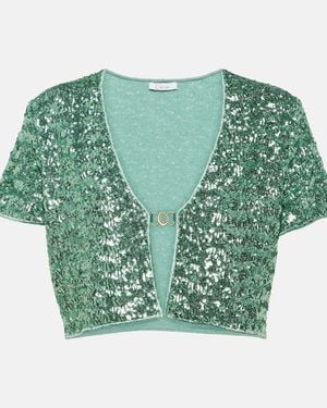 Oséree Sequined Crop Top - Green