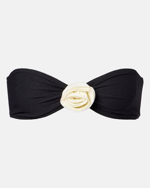 SAME Rosette Floral-Applique Bandeau Bikini Top - Blue