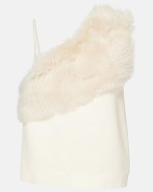 TOTEME Shearling-Trimmed Cady Top - White
