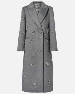 Jonathan Simkhai Gianni Embellished Wool-Blend Coat - Gray