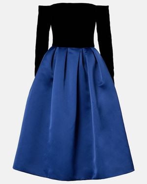Carolina Herrera Off-Shoulder Crepe And Satin Cocktail Dress - Blue