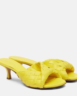 Bottega Veneta Blink 50 Intrecciato Leather Mules - Yellow