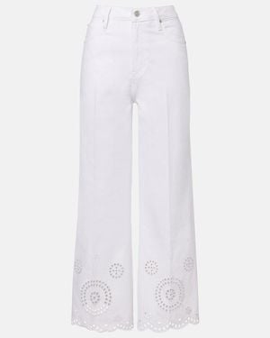 FRAME The Eyelet Embroidered Flared Jeans - White