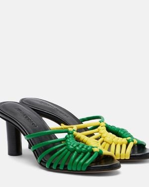 JW Anderson Plot Woven Leather Mules - Green