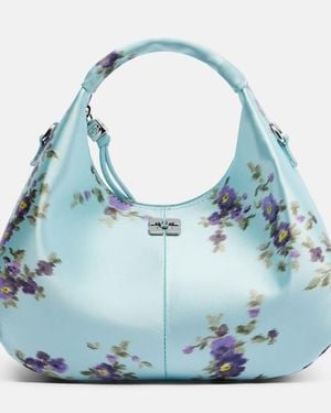 Ganni Mini Floral Satin Top-Handle Bag - Blue