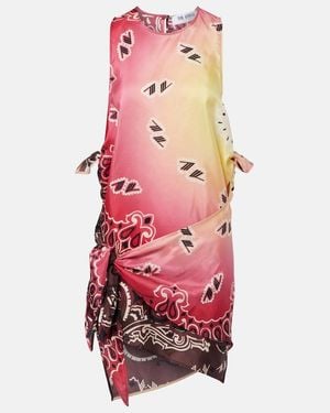 The Attico Printed Silk Minidress - Red