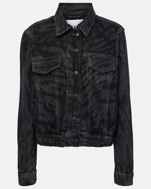 Ganni Printed Denim Jacket - Black