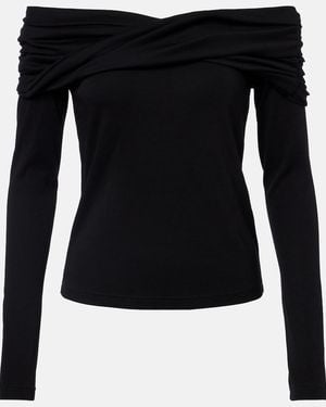Max Mara Orafo Off-Shoulder Virgin Wool Top - Black