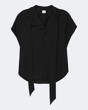 Isabel Marant Selene Tie-Neck Crepe Blouse - Black