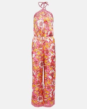 Poupette Isabelle Printed Halterneck Jumpsuit - Red