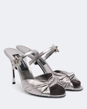 Dolce & Gabbana Verzierte Sandalen Aus Metallic-Leder - Mettallic