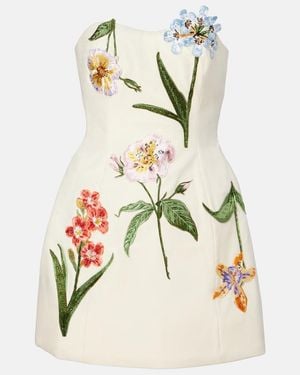 LEO LIN Rosario Embroidered Velvet Minidress - White