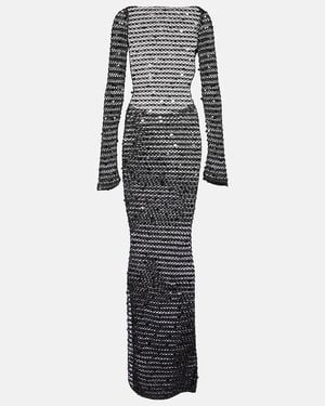 AYA MUSE Sequined Open-Back Maxi Dress - White