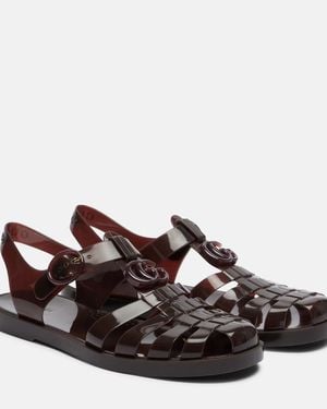 Gucci Sandalias De Pescador Glossy Con Gg - Marrón