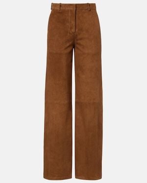 Nour Hammour Pantalones Anchos Coda De Ante - Marrón