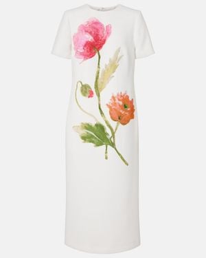 Carolina Herrera Poppy Print Midi Dress - White