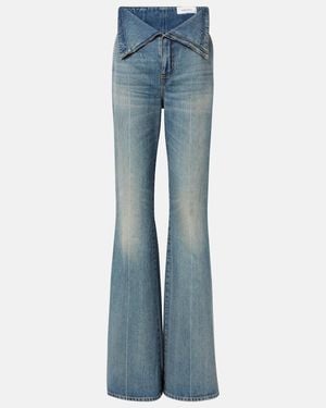 McQueen Jeans Bootcut De Efecto Destenido De Tiro Alto - Azul