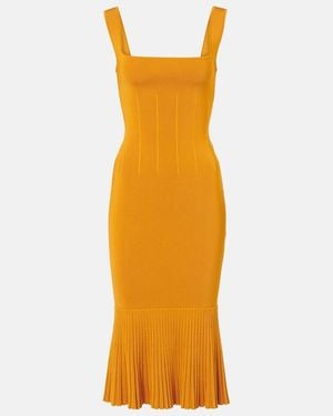 Galvan London Atalanta Knitted Midi Dress - Yellow