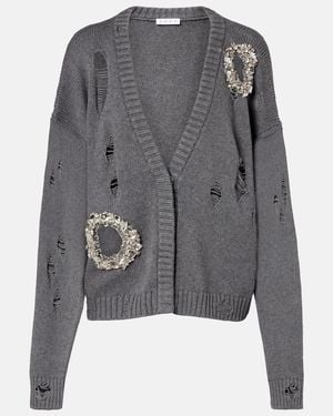 Area Distressed Cotton And Cashmere Cardigan - Gray