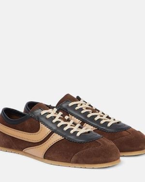 Dries Van Noten Leather And Suede Trainers - Brown