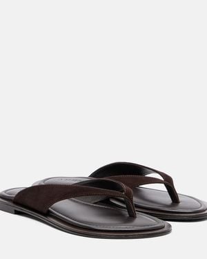 A.Emery Viola Suede Thong Sandals - Brown