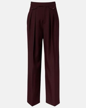 Chloé High-Rise Virgin Wool Wide-Leg Trousers - Red