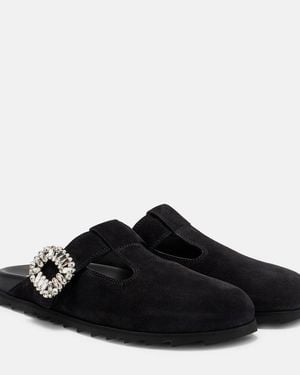 Roger Vivier Slidy Viv' Suede Mules - Black