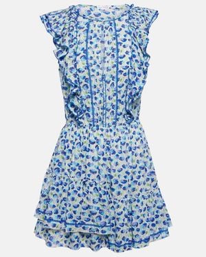 Poupette Bambi Printed Ruffled Minidress - Blue