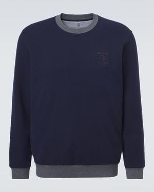 Brunello Cucinelli Cotton Jersey Sweatshirt - Blue