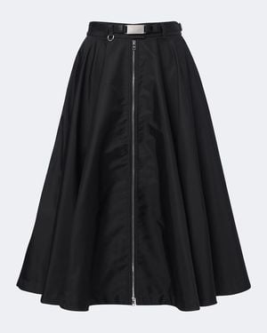 Prada Falda Midi De Re-Nylon Con Cinturon - Negro