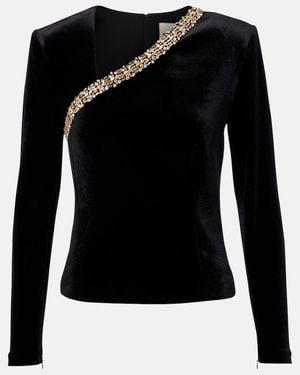 Roland Mouret Top Aus Samt Mit Kristallen - Schwarz